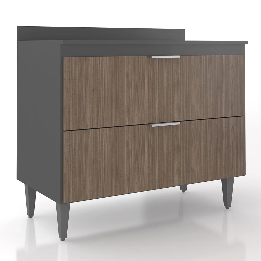 Balcão de Cozinha Com Tampo 100cm Pérola Grafite/Freijó Z34  - Mpozenato