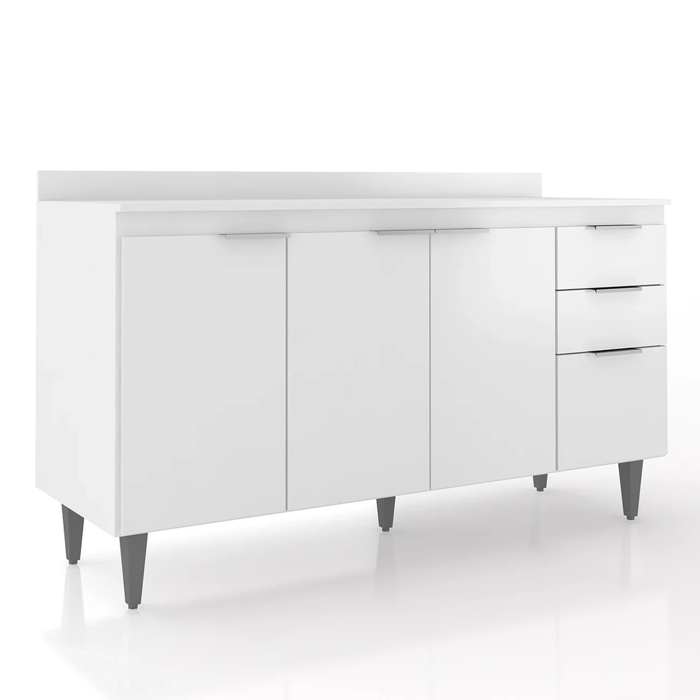 Balcão de Cozinha Com Tampo 150cm Pérola Branco Z34         - Mpozenato