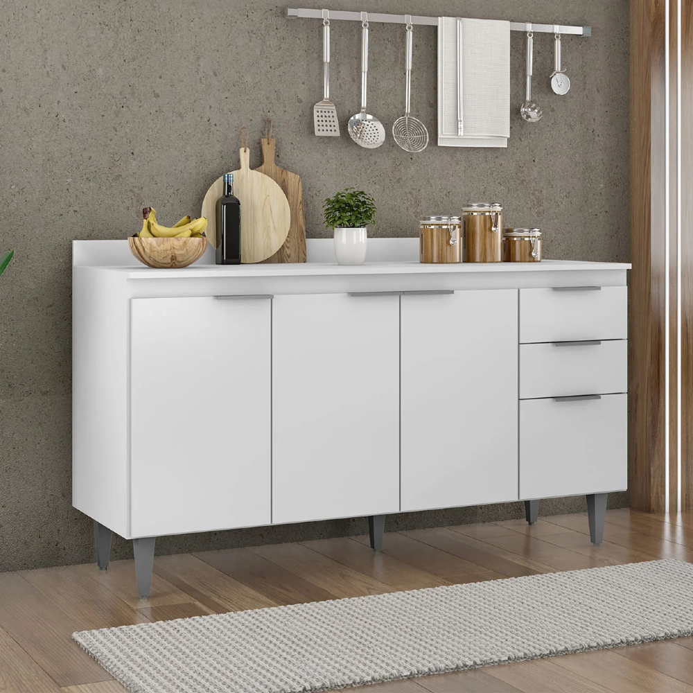 Balcão de Cozinha Com Tampo 150cm Pérola Branco Z34 - Mpozenato