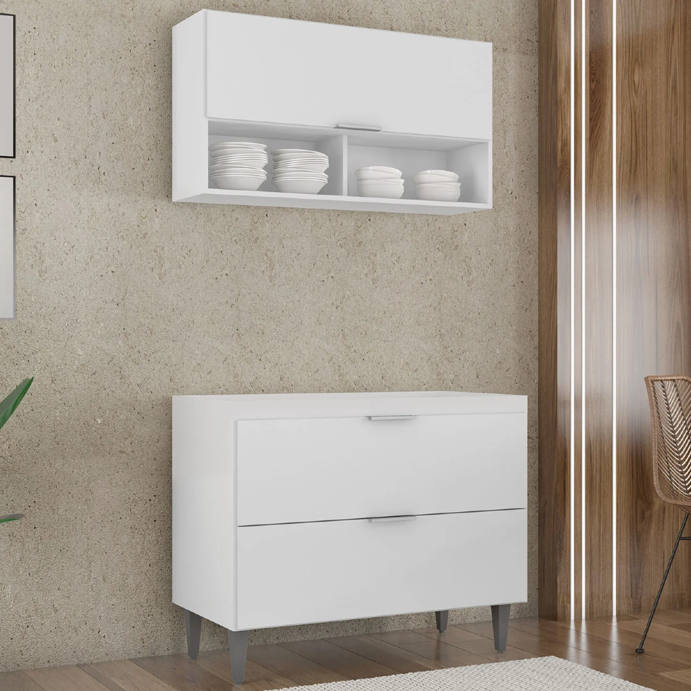 Armário de Cozinha CP01 Para Pia 100cm Pérola Z34 Branco - Mpozenato