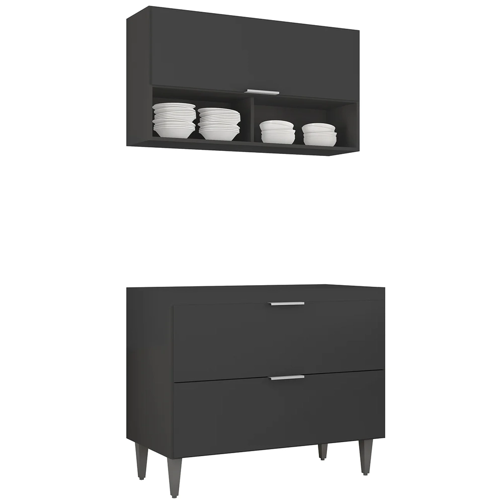 Armário de Cozinha CP01 Para Pia 100cm Pérola Z34 Preto     - Mpozenato