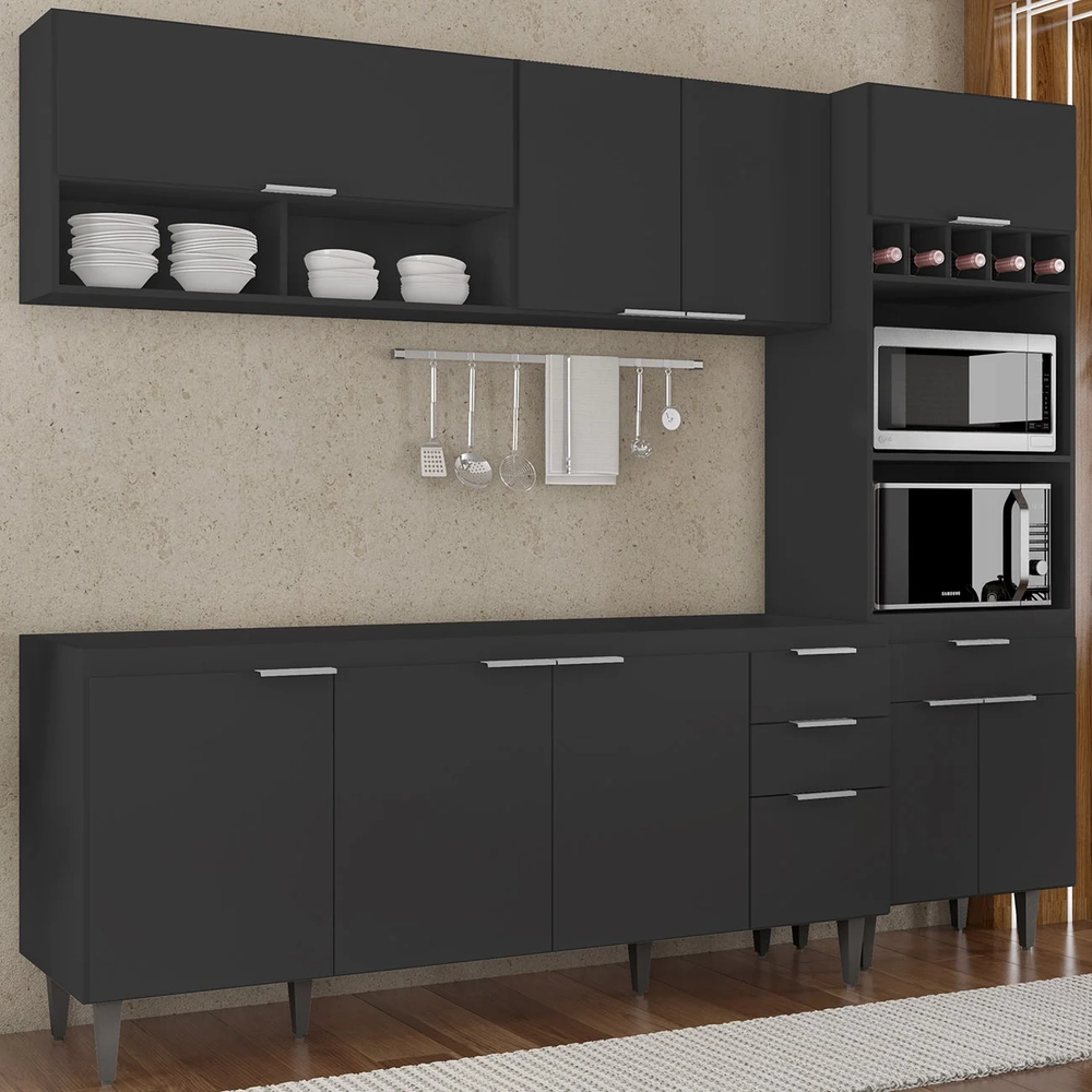 Armário de Cozinha CP02 Para Pia 180cm Pérola Z34 Preto     - Mpozenato