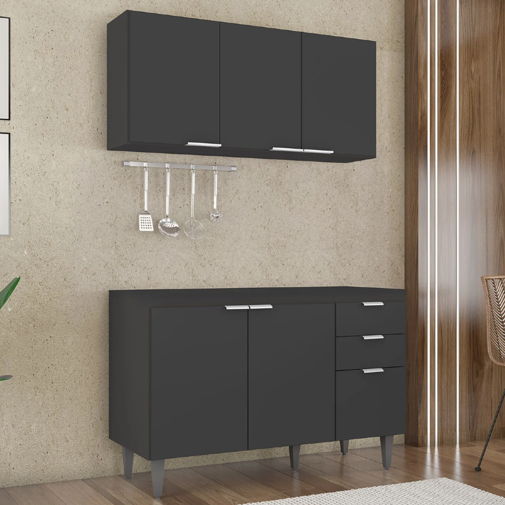 Armário de Cozinha CP01 Para Pia 120cm Pérola Z34 Preto - Mpozenato
