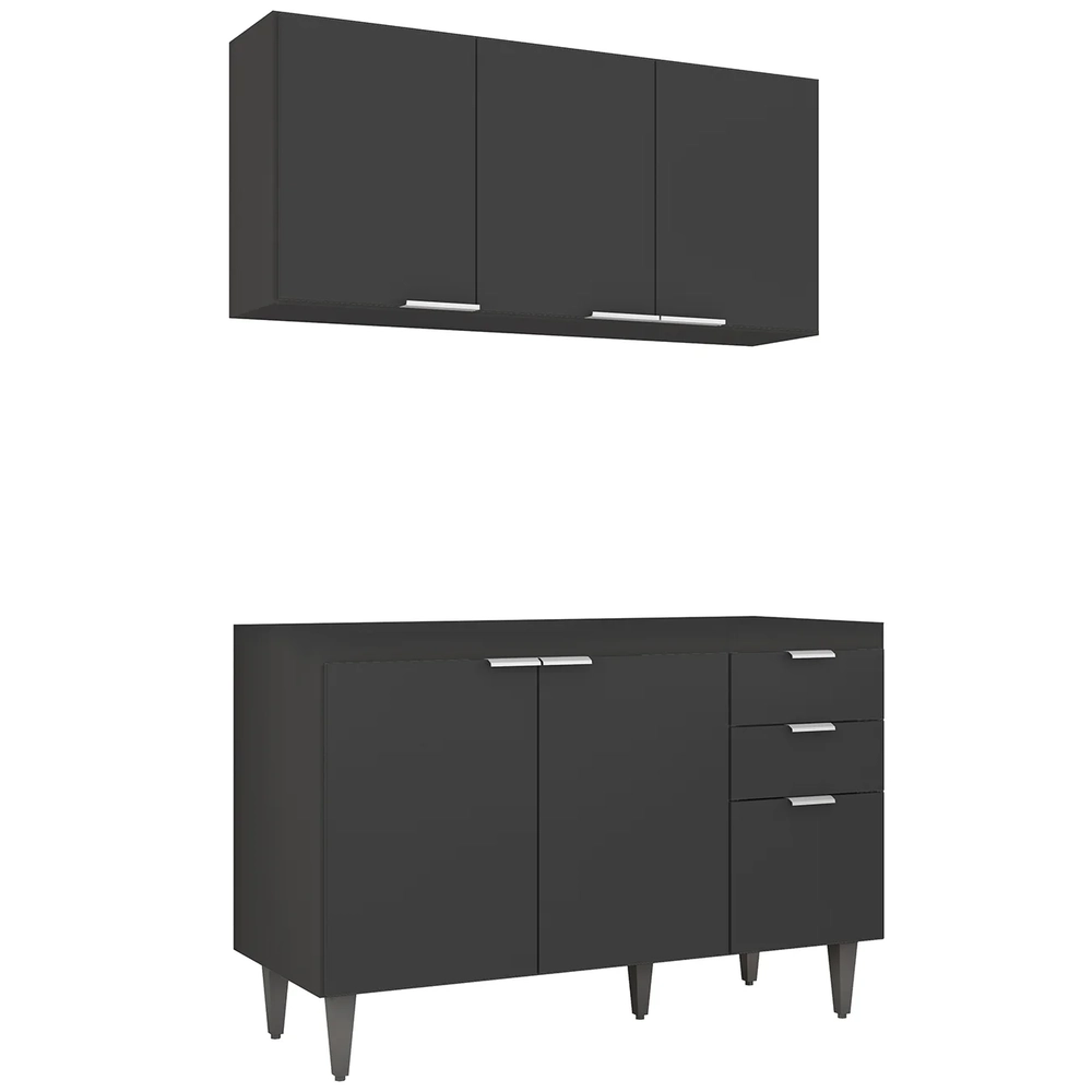 Armário de Cozinha CP01 Para Pia 120cm Pérola Z34 Preto     - Mpozenato