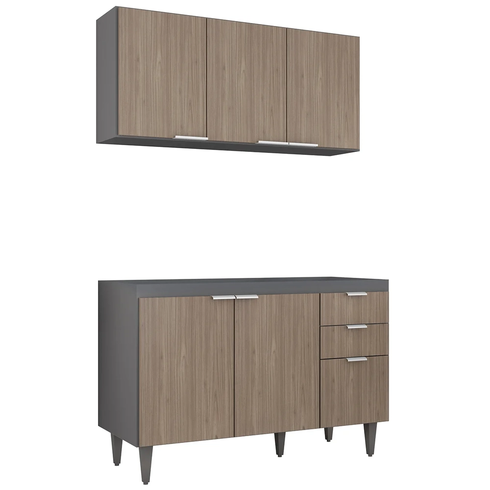 Armário de Cozinha CP01 Para Pia 120cm Pérola Z34 Grafite/Freijó - Mpozenato