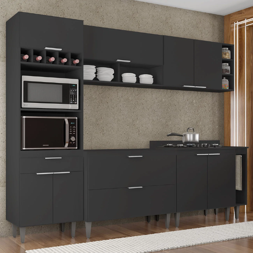 Armário de Cozinha CP07 Para Pia 100cm Pérola Z34 Preto - Mpozenato