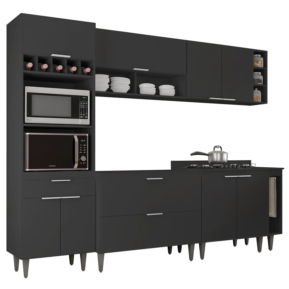 Armário de Cozinha CP07 Para Pia 100cm Pérola Z34 Preto     - Mpozenato