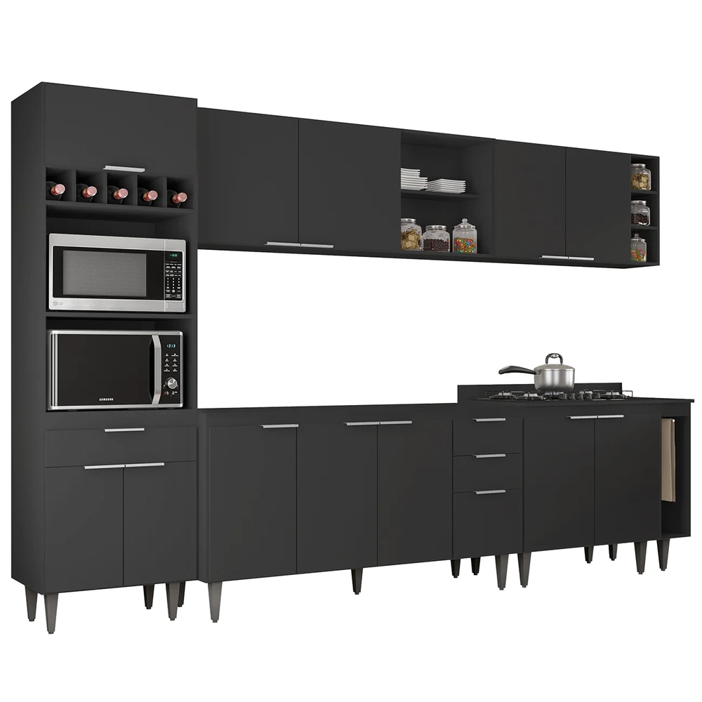 Armário de Cozinha CP07 Para Pia 150cm Pérola Z34 Preto     - Mpozenato