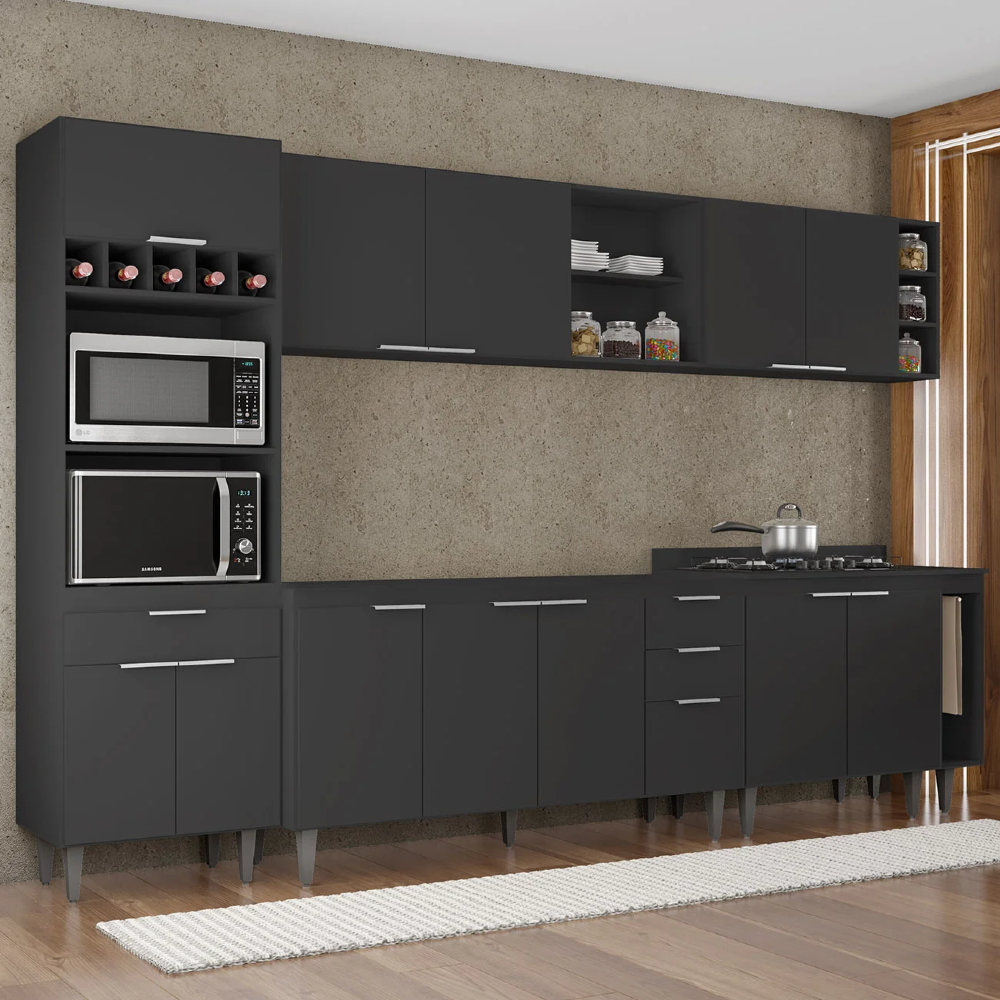 Armário de Cozinha CP07 Para Pia 150cm Pérola Z34 Preto - Mpozenato