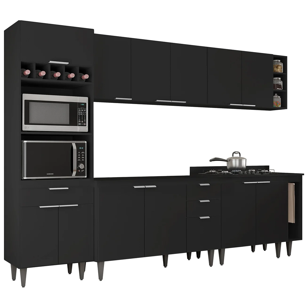 Armário de Cozinha CP07 Para Pia 120cm Pérola Z34 Preto     - Mpozenato