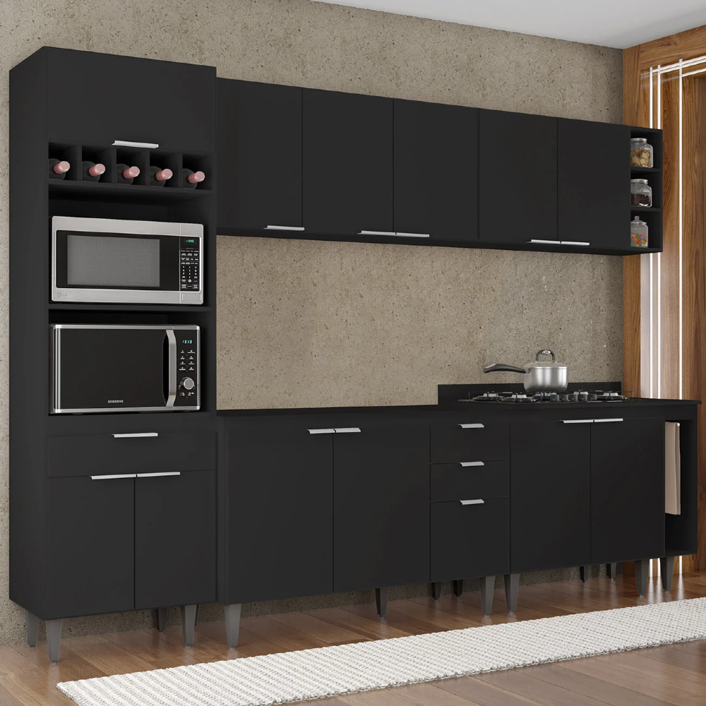Armário de Cozinha CP07 Para Pia 120cm Pérola Z34 Preto - Mpozenato