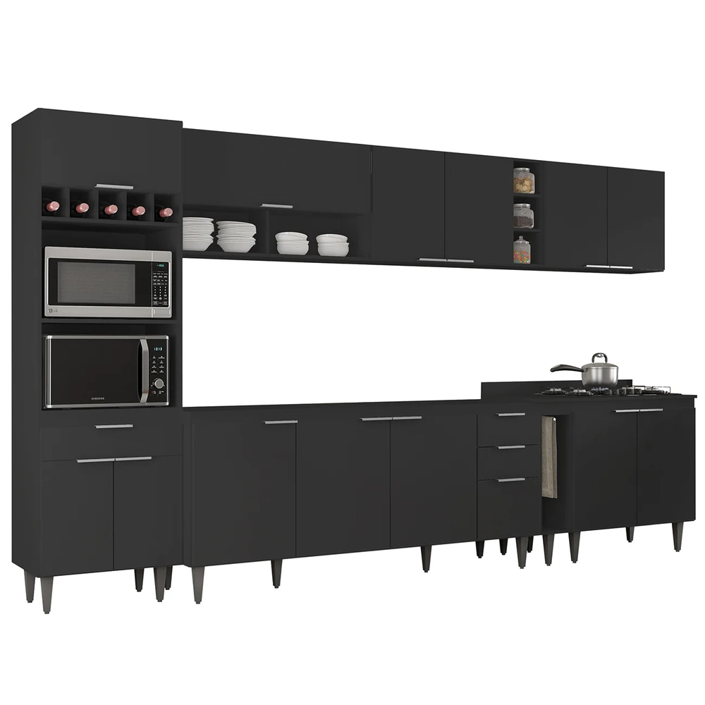 Armário de Cozinha CP07 Para Pia 180cm Pérola Z34 Preto     - Mpozenato