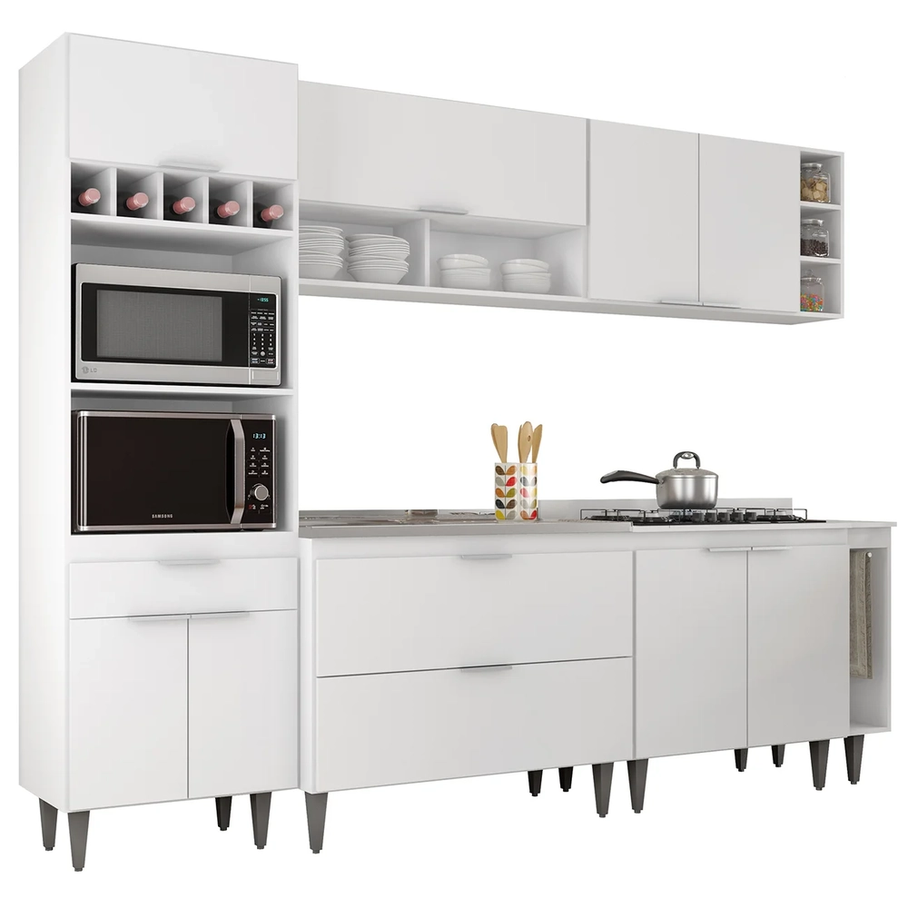 Armário de Cozinha CP07 Com Pia 100cm Pérola Z34 Branco     - Mpozenato