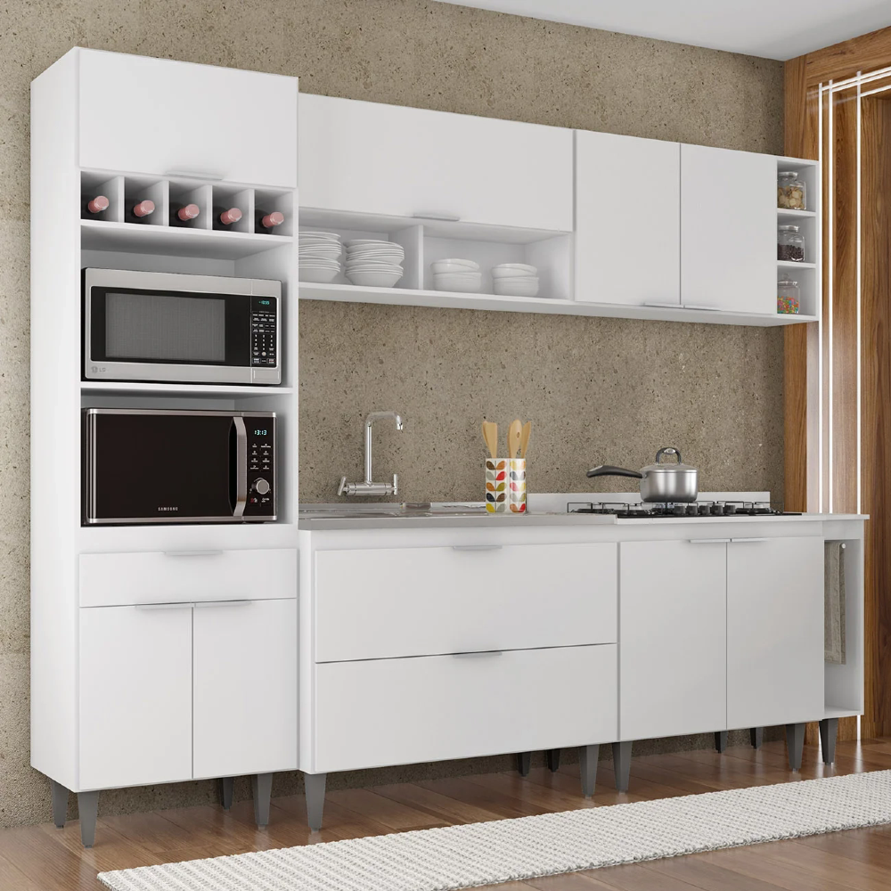Armário de Cozinha CP07 Com Pia 100cm Pérola Z34 Branco - Mpozenato