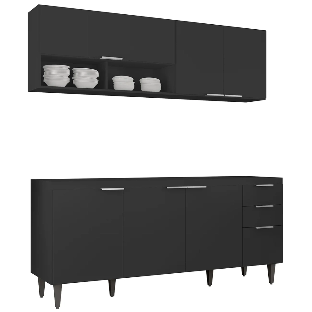 Armário de Cozinha CP01 Para Pia 180cm Pérola Z34 Preto     - Mpozenato