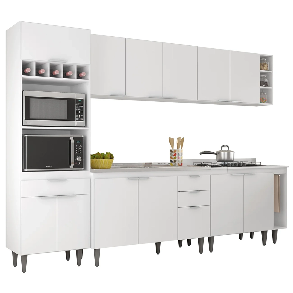 Armário de Cozinha CP07 Com Pia 120cm Pérola Z34 Branco     - Mpozenato