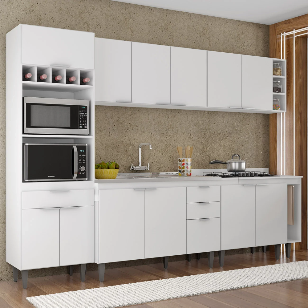 Armário de Cozinha CP07 Com Pia 120cm Pérola Z34 Branco - Mpozenato