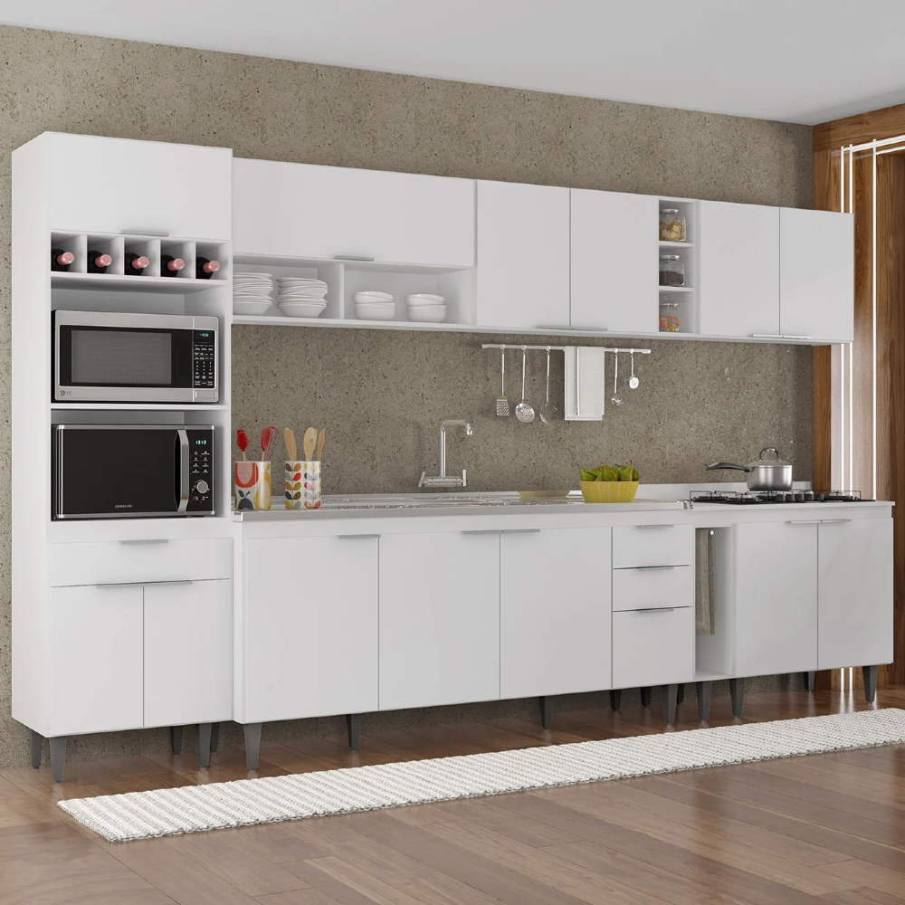 Armário de Cozinha CP07 Com Pia 180cm Pérola Z34 Branco - Mpozenato