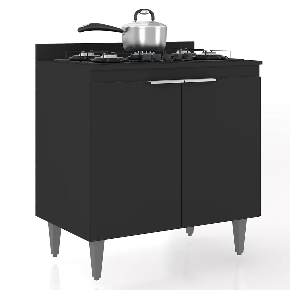 Balcão de Cozinha Para Cooktop 80cm Pérola Z34 Preto        - Mpozenato