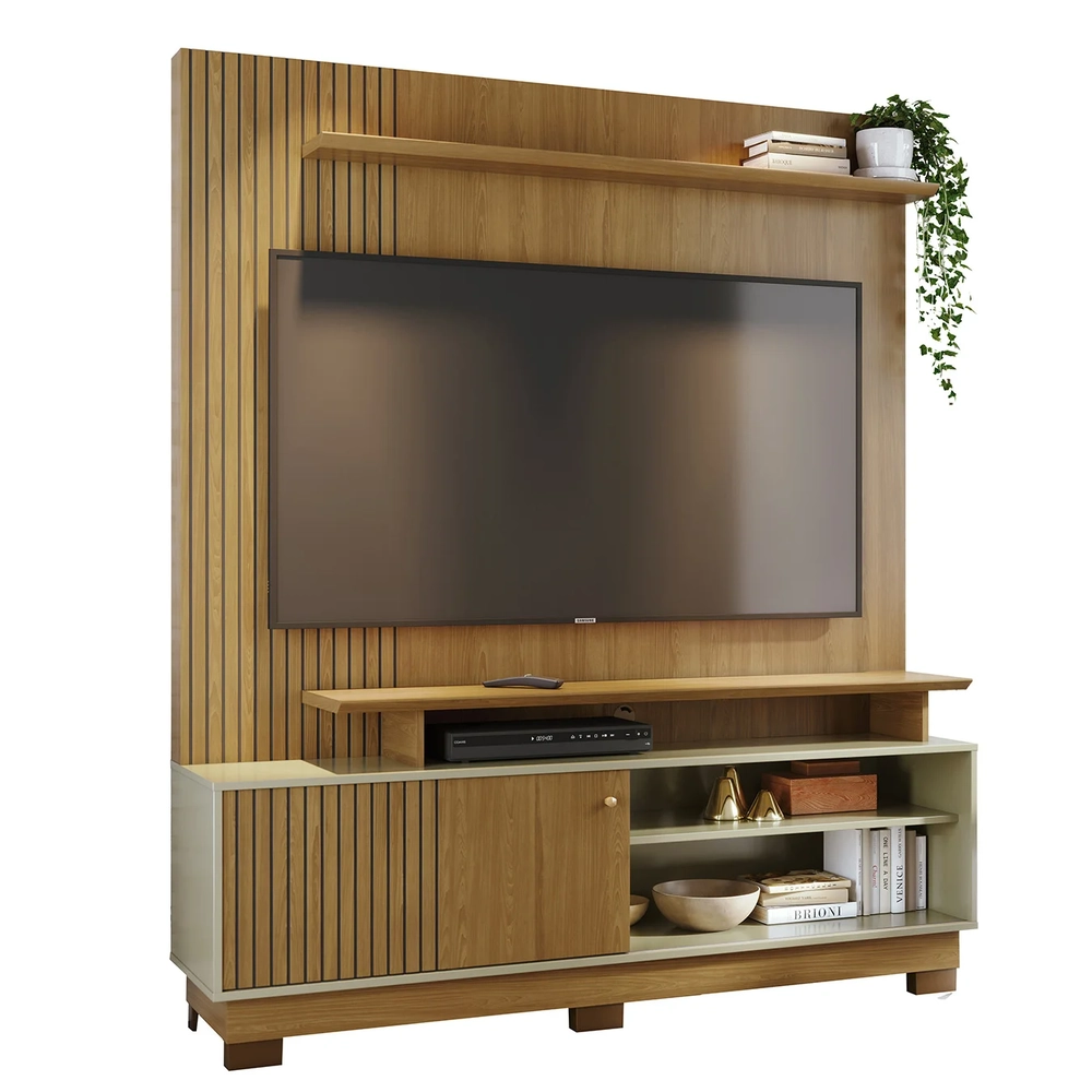 Estante Painel Para TV 65 Pol 160cm Anny Z10 Cumaru/Opala - Mpozenato