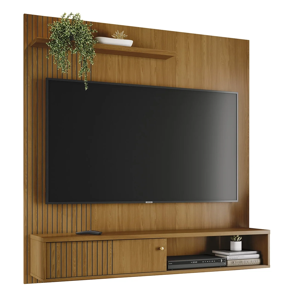 Painel TV 65 Pol e Bancada Suspensa Neris Z10 Cumaru - Mpozenato