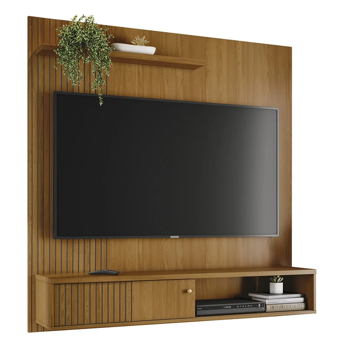 Painel TV 65 Pol e Bancada Suspensa Neris Z10 Cumaru - Mpozenato