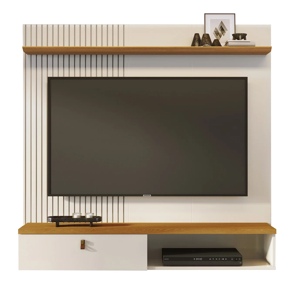 Painel TV 55 Pol e Bancada Suspensa Talyn Z10 Off/Cinamomo - Mpozenato