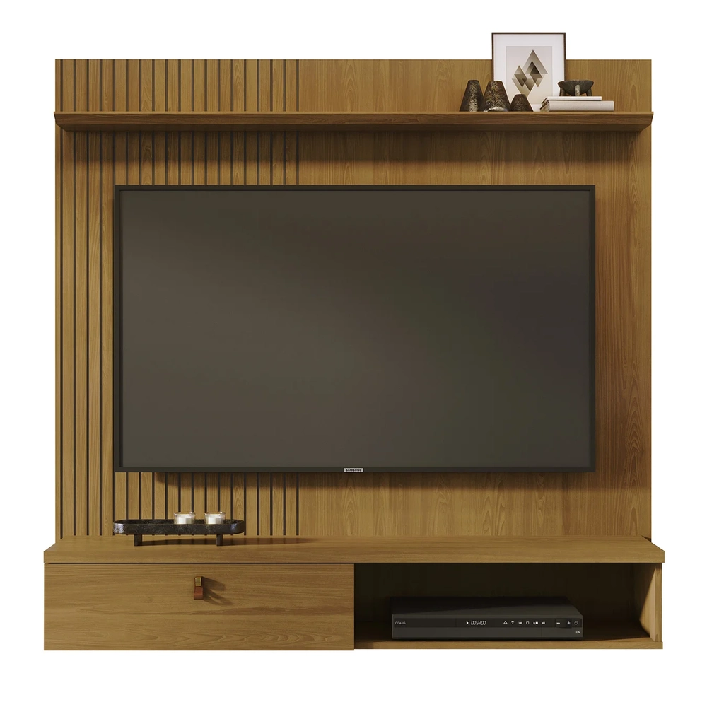 Painel TV 55 Pol e Bancada Suspensa Talyn Z10 Cumaru - Mpozenato