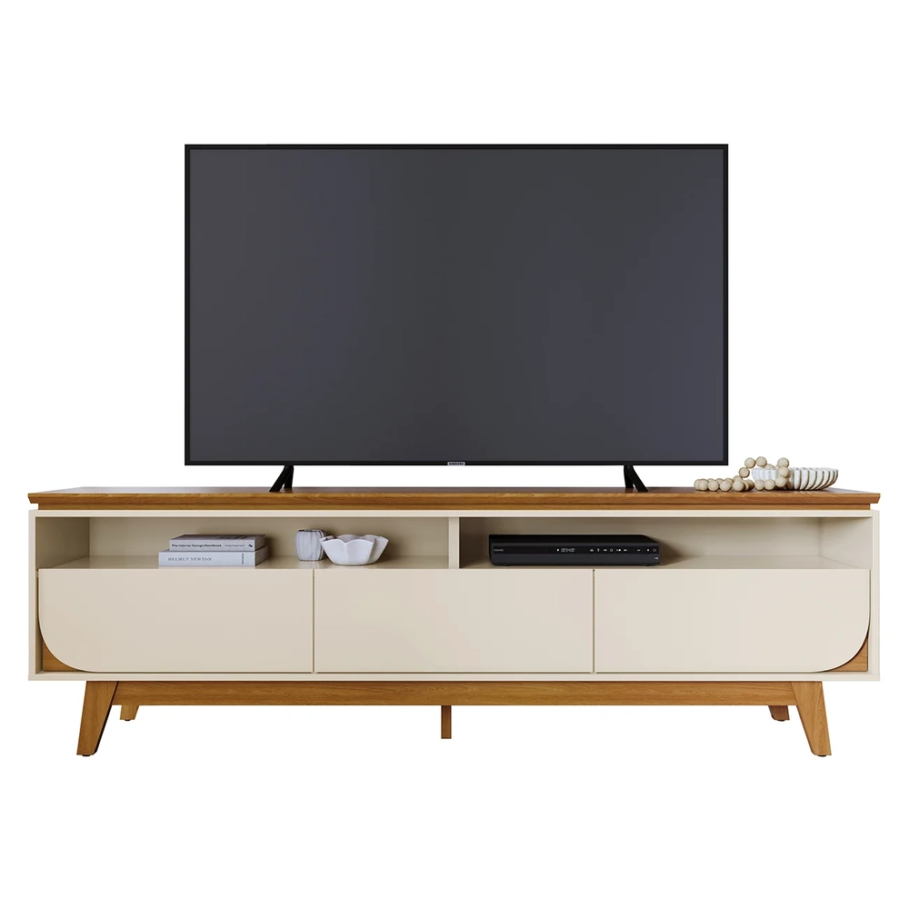 Rack Bancada de TV 75 Pol 200cm Celina Z10 Off/Cinamomo - Mpozenato