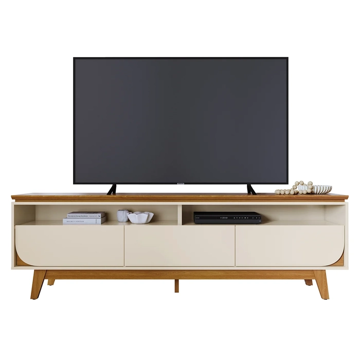 Rack Bancada de TV 75 Pol 200cm Celina Z10 Off/Cinamomo - Mpozenato