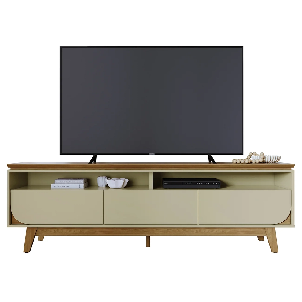 Rack Bancada de TV 75 Pol 200cm Celina Z10 Cumaru/Opala - Mpozenato