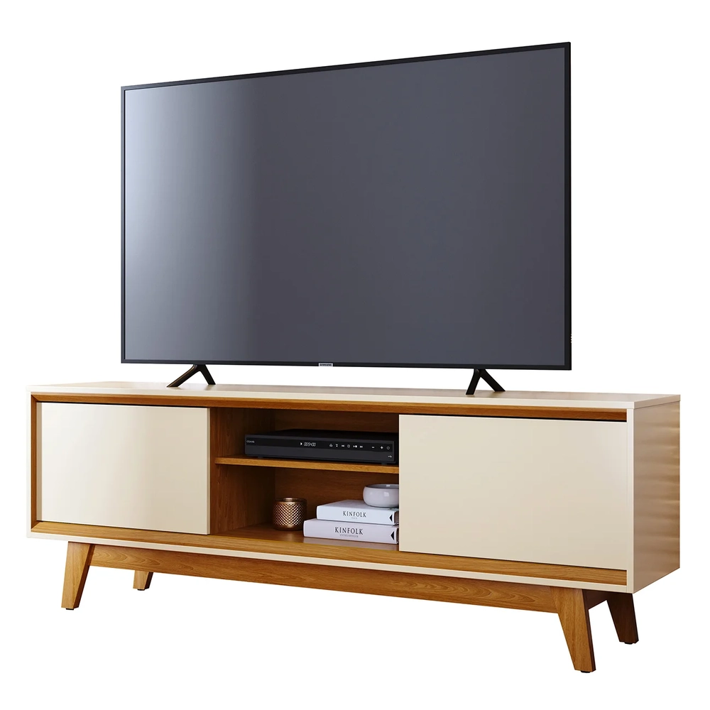 Rack Bancada de TV 70 Pol 164cm Gaia Z10 Off/Cinamomo - Mpozenato