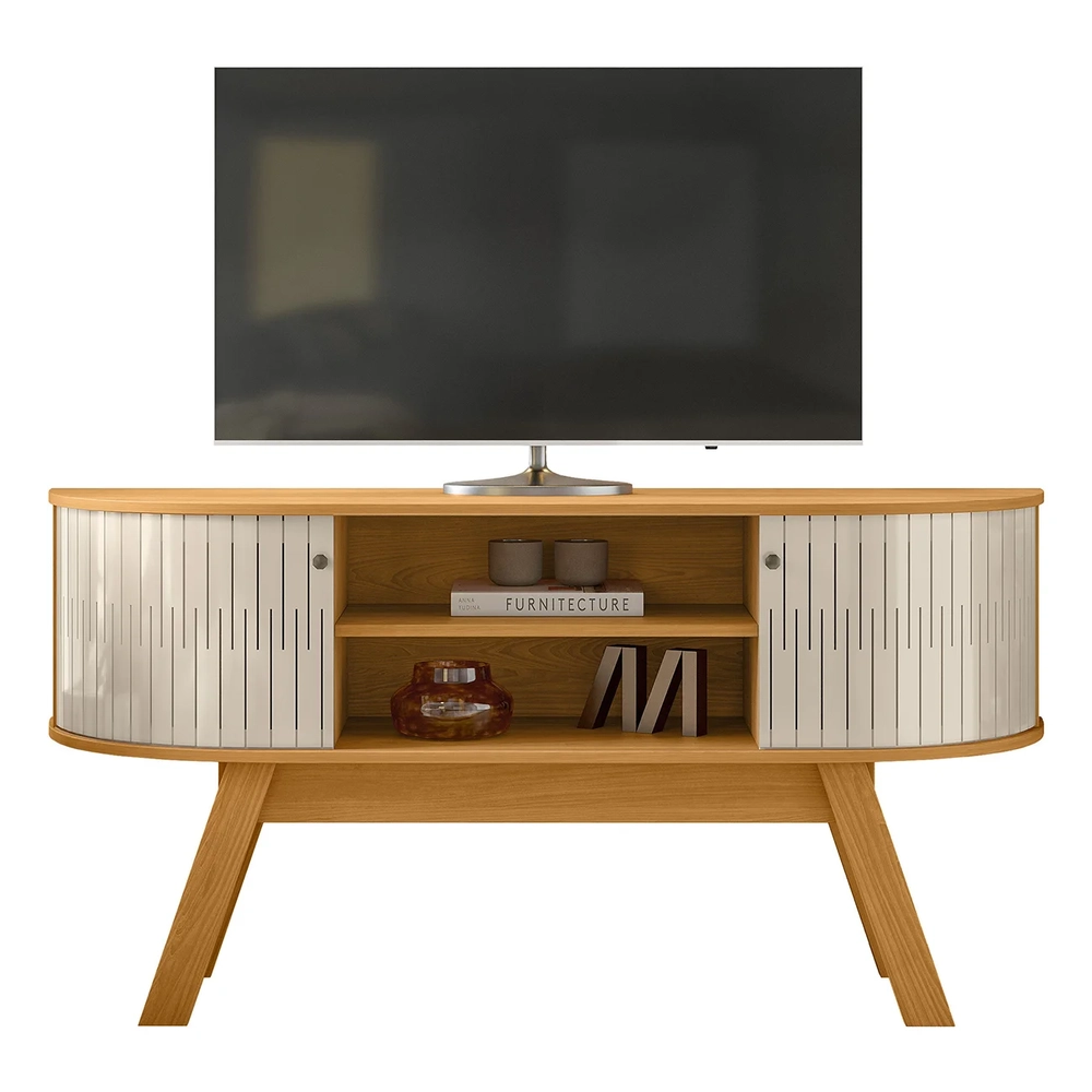 Rack Bancada de TV 55 Pol 136cm Alana Z10 Off/Cinamomo - Mpozenato