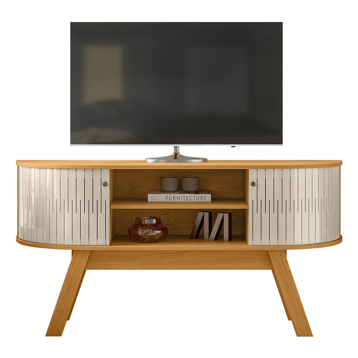 Rack Bancada de TV 55 Pol 136cm Alana Z10 Off/Cinamomo - Mpozenato