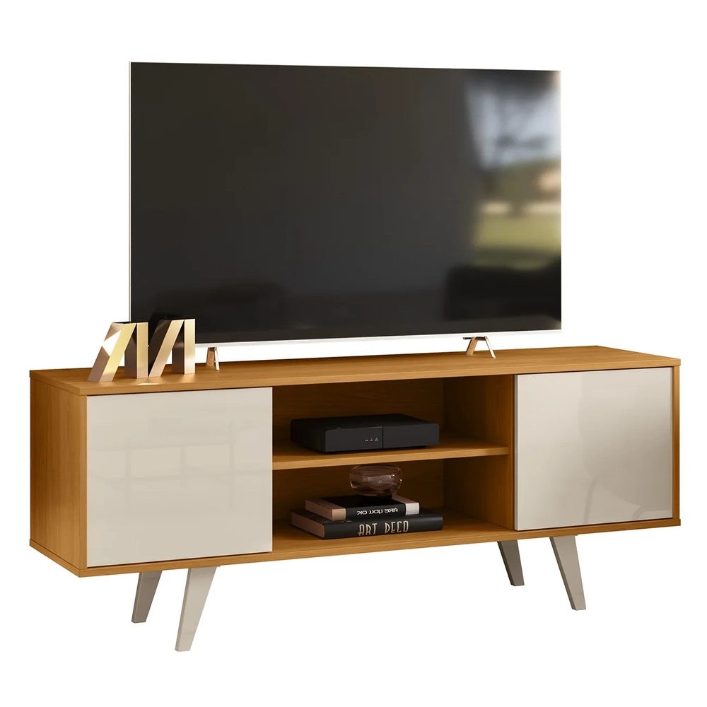 Rack Bancada de TV 50 Pol 136cm Espain Z10 Off/Cinamomo - Mpozenato