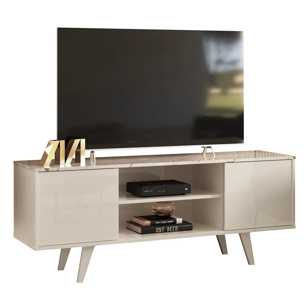 Rack Bancada de TV 50 Pol 136cm Espain Z10 Off/Calacata - Mpozenato