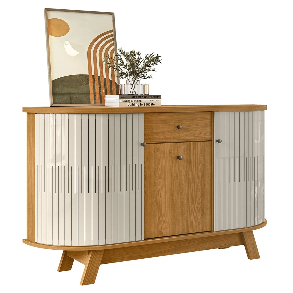 Buffet Aparador Sala de Estar 135cm Toni Z10 Off/Cinamomo - Mpozenato