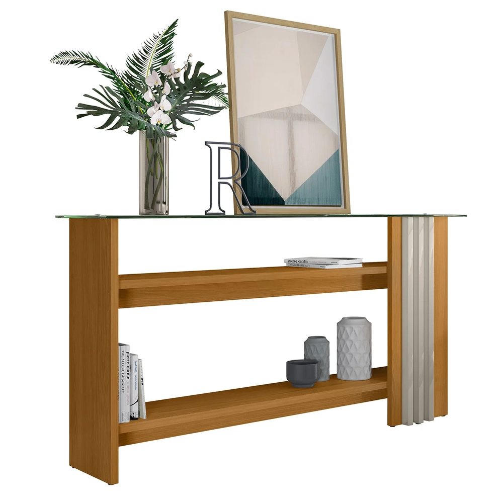 Aparador de Sala Com Prateleiras 150cm Fire Z10 Off/Cinamomo - Mpozenato