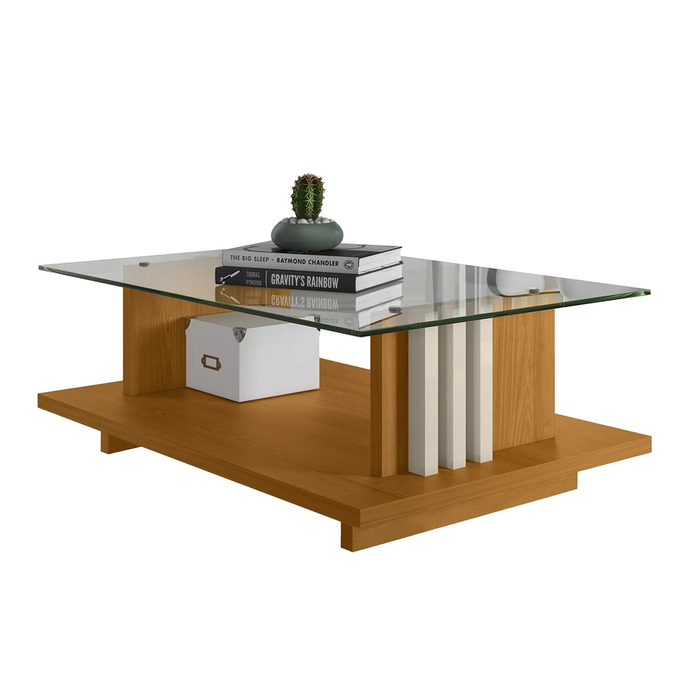 Mesa de Centro Com Detalhe Ripado Fire Z10 Off/Cinamomo - Mpozenato