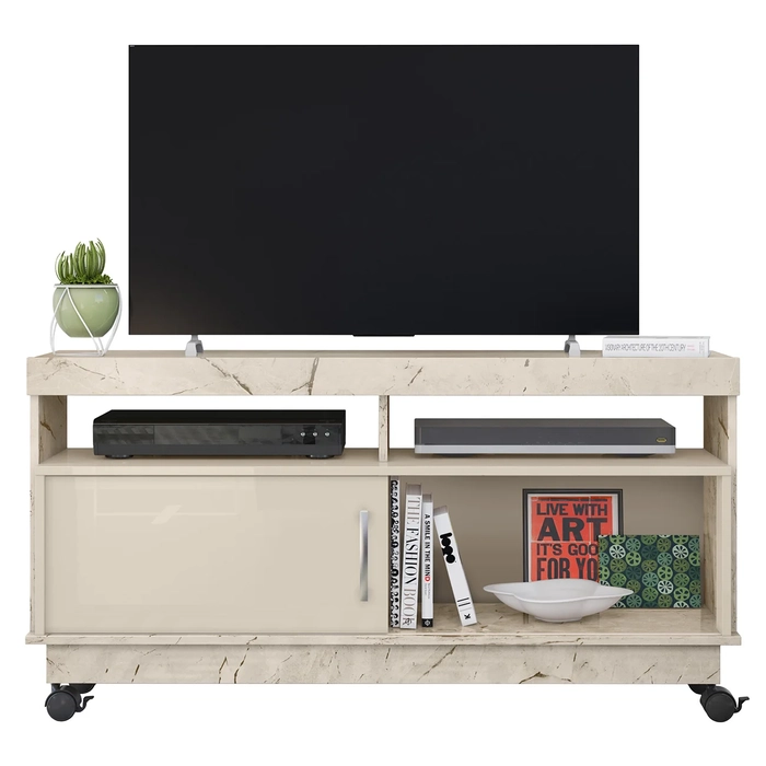 Rack Bancada de TV 50 Pol 121cm Rute Z10 Off/Calacata - Mpozenato