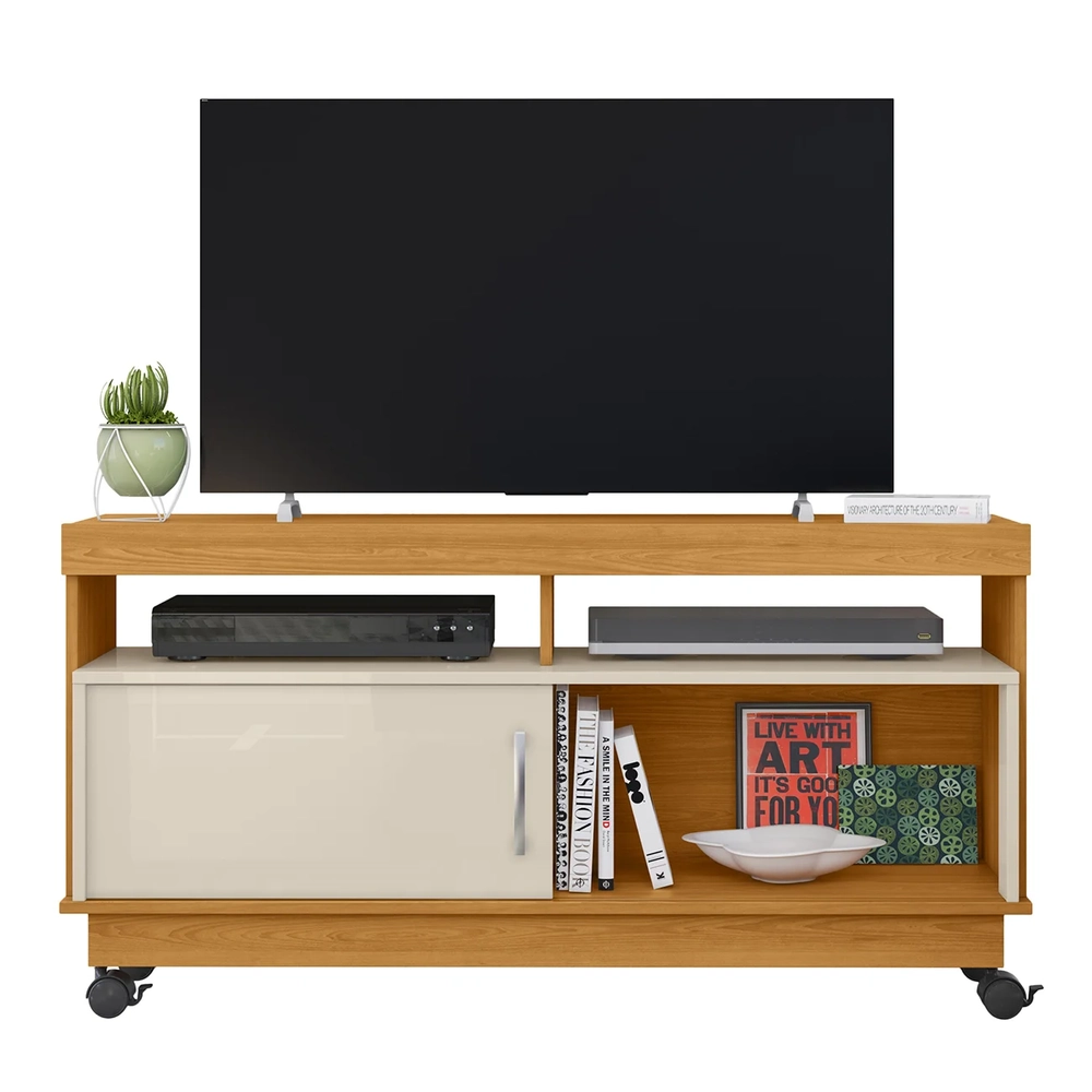 Rack Bancada de TV 50 Pol 121cm Rute Z10 Off/Cinamomo - Mpozenato