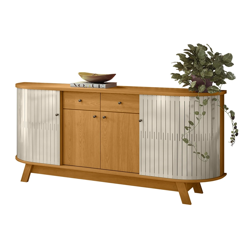 Balcão Buffet Sala de Jantar 183cm Mônica Z10 Off/Cinamomo - Mpozenato
