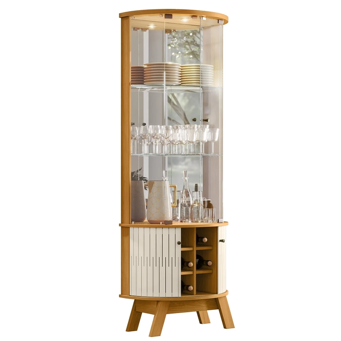 Cristaleira de Vidro Com LED 67cm Melina Z10 Off/Cinamomo - Mpozenato