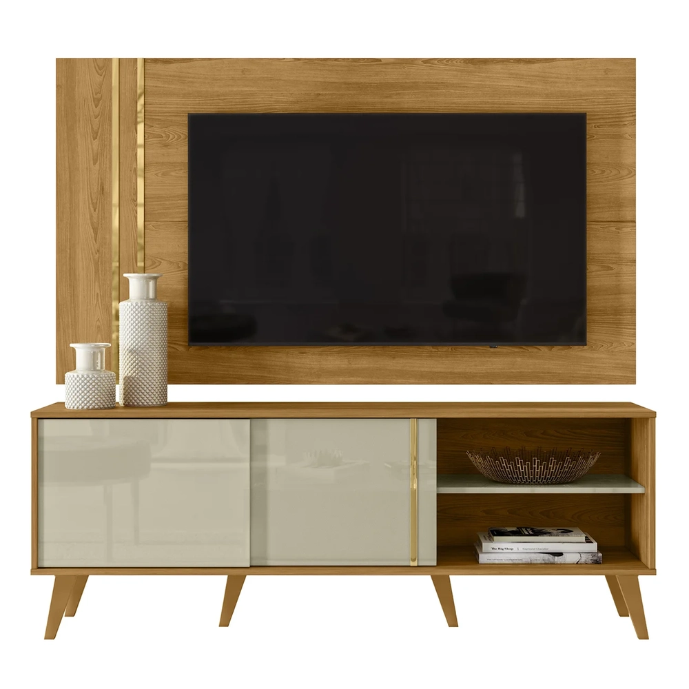 Estante Painel Para TV 60 Pol 160cm Orla Z10 Cumaru/Opala - Mpozenato