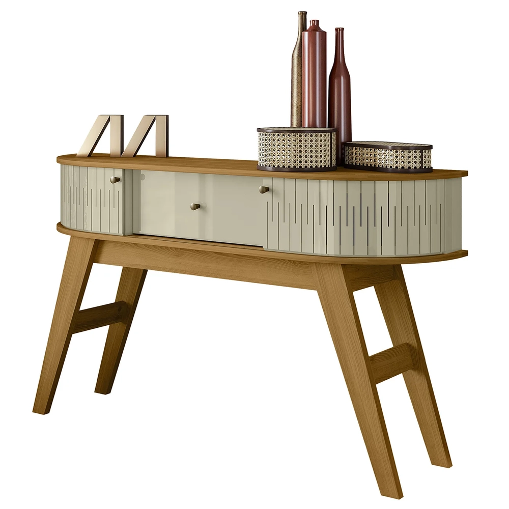 Aparador Sala de Estar 136cm Pés Retrô Gil Z10 Cumaru/Opala - Mpozenato