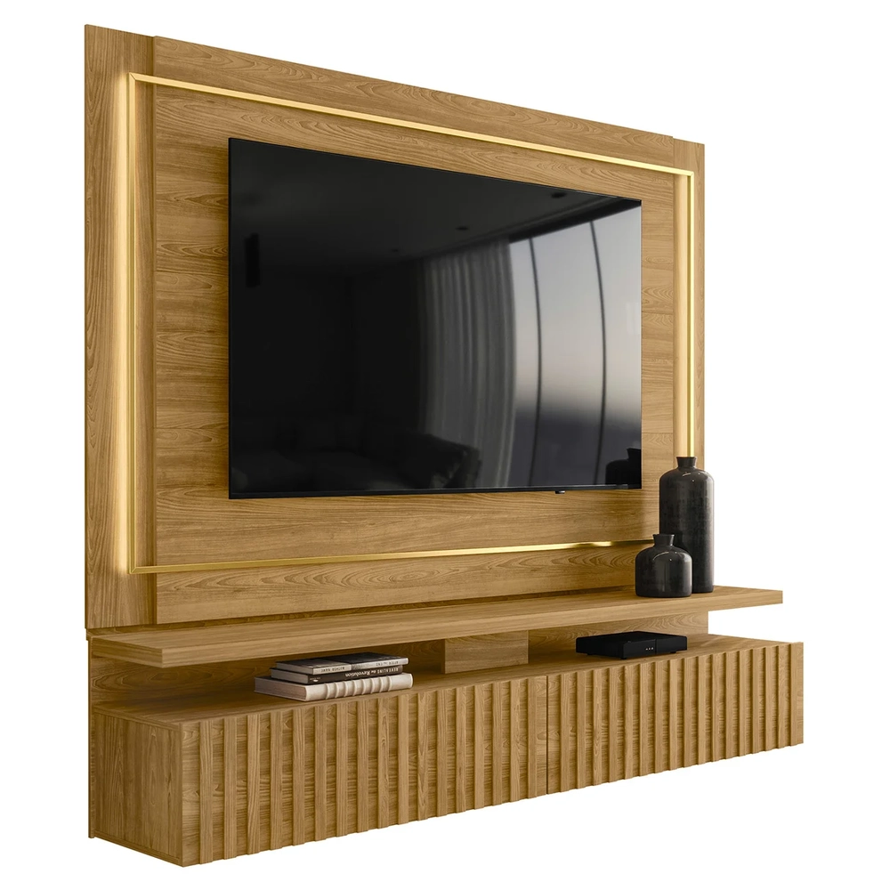 Estante Painel Para TV 75 Pol 216cm Mical Z10 Cumaru - Mpozenato