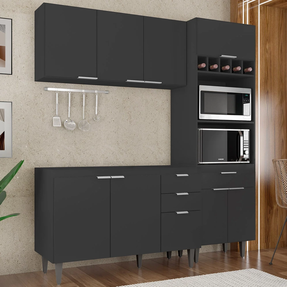 Armário de Cozinha CP02 Para Pia 120cm Pérola Z34 Preto     - Mpozenato