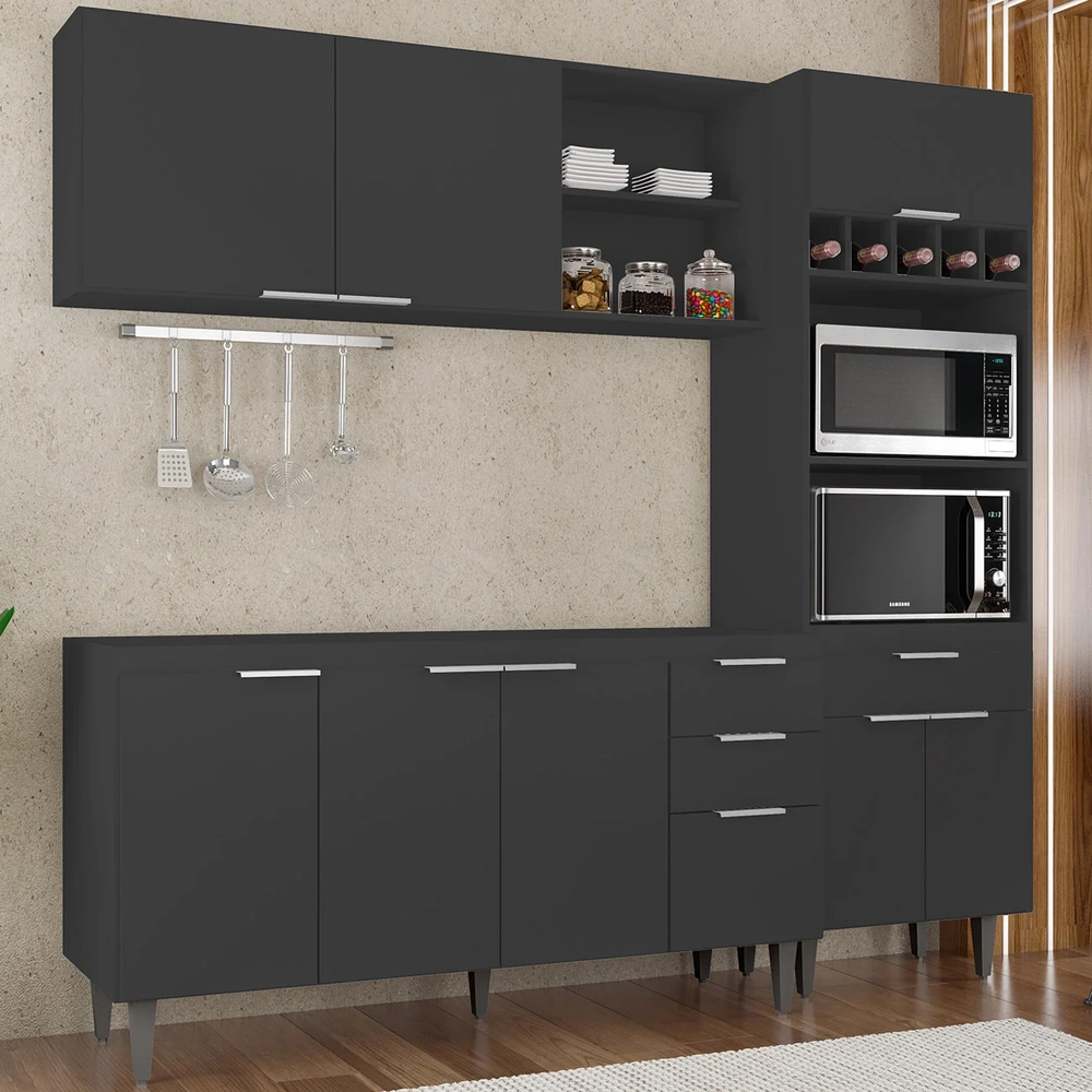 Armário de Cozinha CP02 Para Pia 150cm Pérola Z34 Preto     - Mpozenato