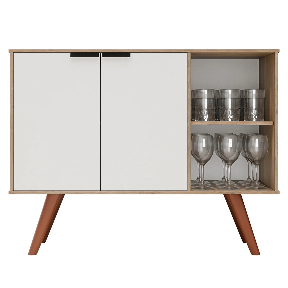 Balcão Buffet Cantinho do Café Bianca Branco/Freijó Z34     - Mpozenato