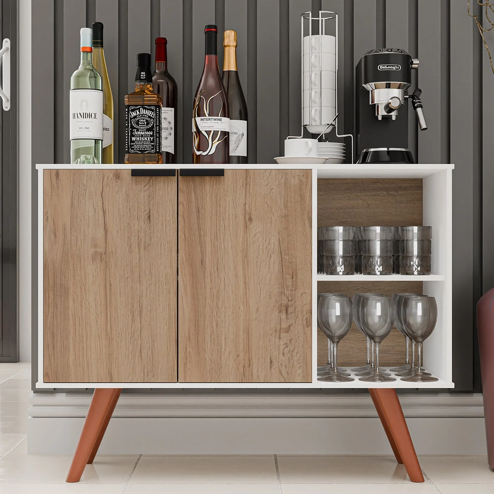 Balcão Buffet Cantinho do Café Bianca Freijó/Branco Z34     - Mpozenato